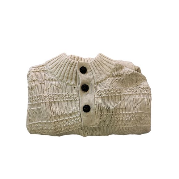 Chaps Mens XL Beige Knit Button Mock Neck Sweater - Picture 10 of 10